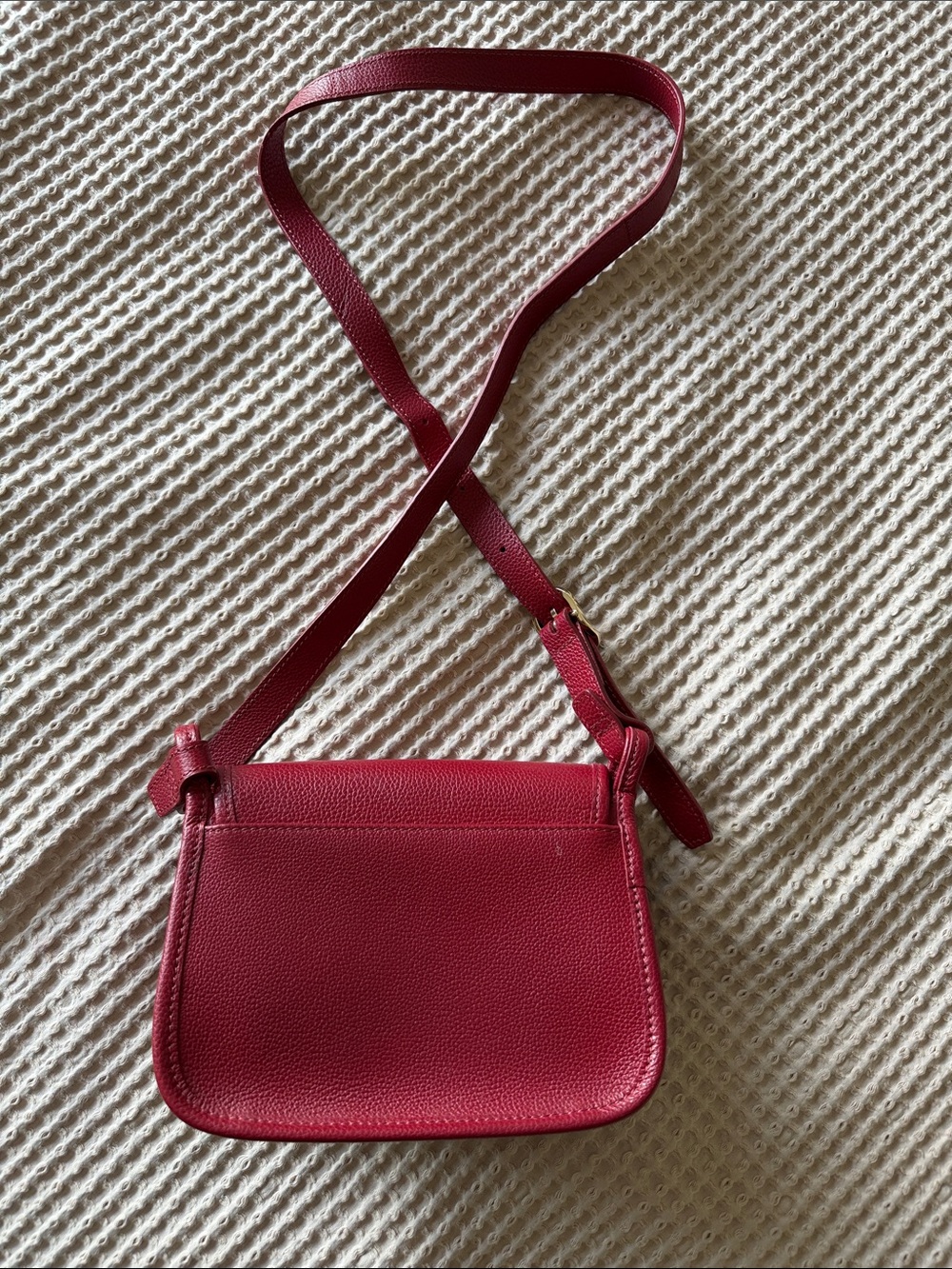 Longchamp Deep Red Pebbled Leather Crossbody Bag - Picture 10 of 10
